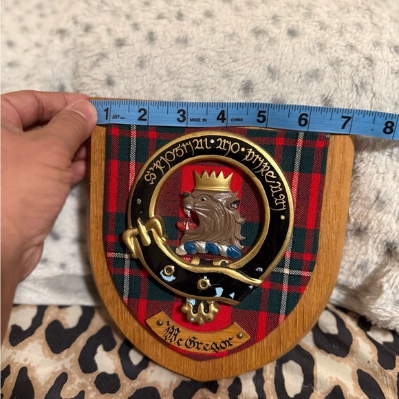 Old Vtg Scottish Coat Of Arms MAC GREGOR Display Shield Plaque Crest Tartan Wood - Picture 4 of 6